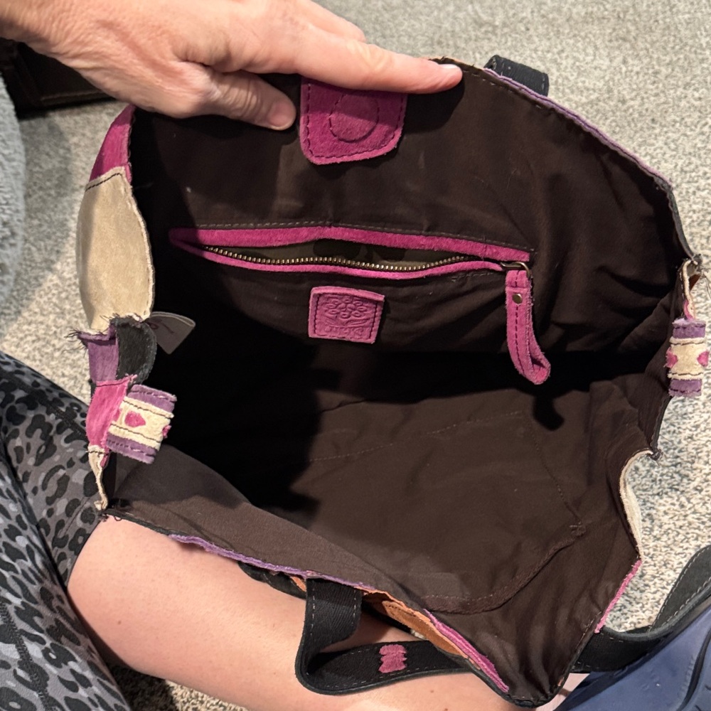 Multicolor Learher Patchwork Tote Bag - image 8